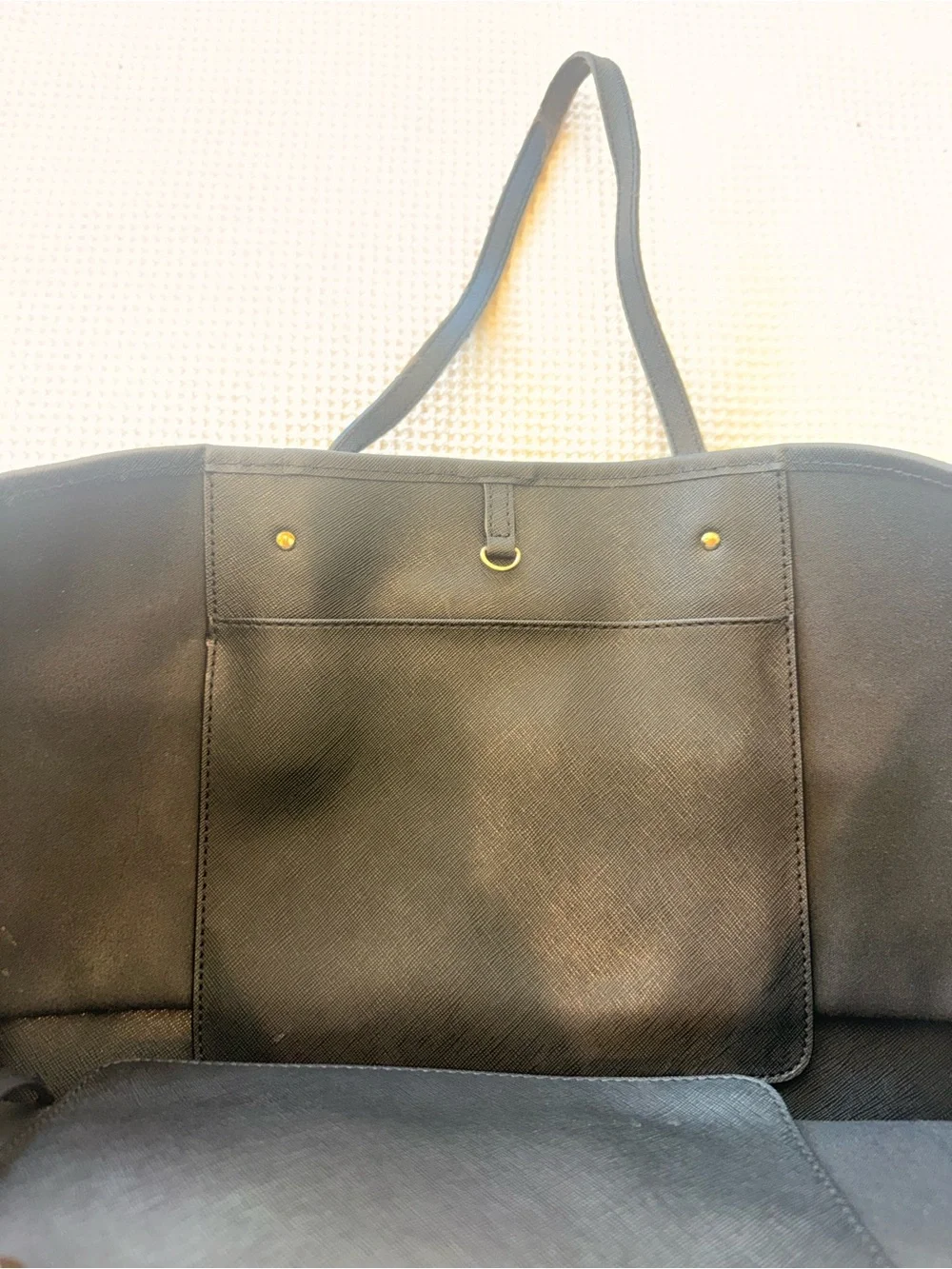 Michael Kors Black Leather Tote with Gold Logo and Hardware